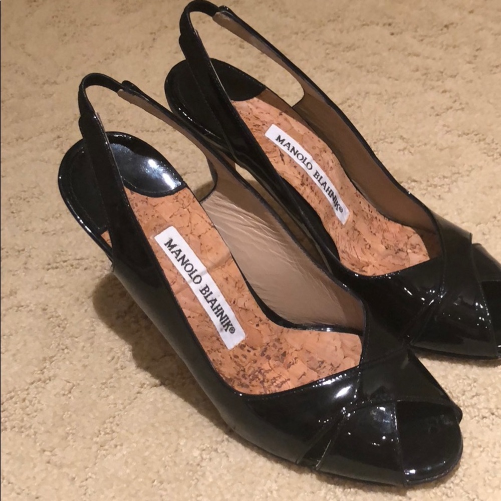 Manolo patent heel